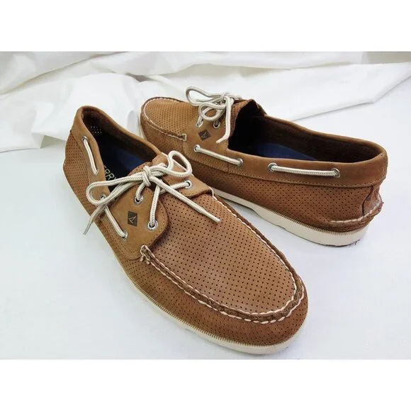 Sperry Top Sider Size 15M Men Camel Mesh Leather Lace Up Low Boat Shoes STS15514 - Picture 10 of 12